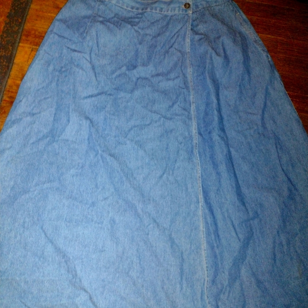 Vintage Maxi Denim Wrap Skirt 16